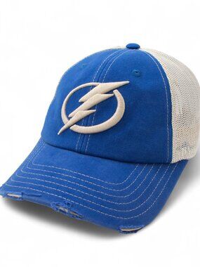 NHL Dad Hat, Tampa Bay Lightning Embroidered, Distressed Vintage Mesh Snapback